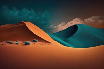 Sand dunes in the desert. 3d illustration