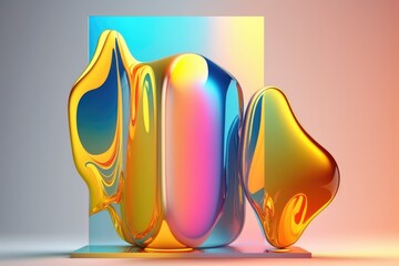 Abstract colorful background, liquid shape, 3d illustration