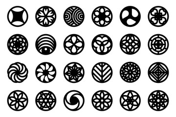 Set of decorative circle coaster for laser cutting. Round abstract geometric coaster card. Laser cut design. Vector illustration