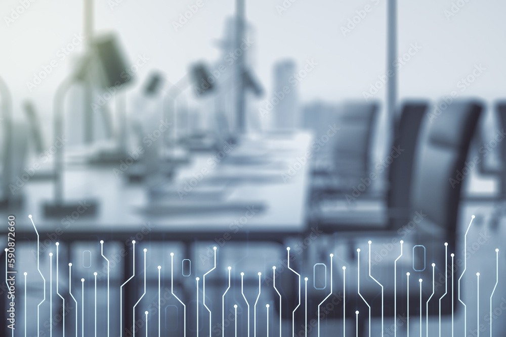 Aufkleber abstract virtual microscheme illustration on a modern furnished office background. big data and data