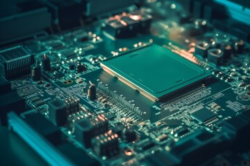 Fototapeta premium Circuit board chip. Generate Ai