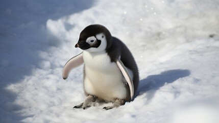 Fototapeta na wymiar Playful Penguin Chick
