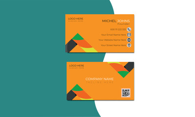 Gorgeous and Modern business card Template design On Yellow Background with mixed color.