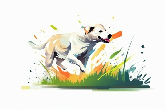 Dog run watercolor. Generate Ai