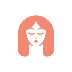 Girl face modern simple logo