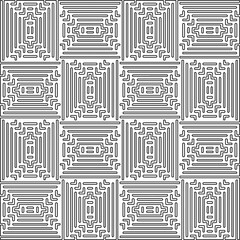 Stylish texture with figures from lines.Abstract geometric black and white pattern for web page, textures, card, poster, fabric, textile. Monochrome graphic repeating design. 