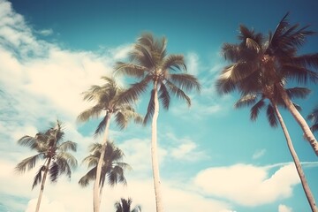 Fototapeta na wymiar Summer palm background, generative ai