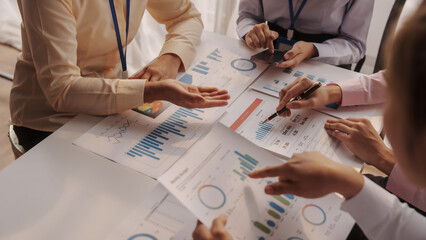 Close up brainstorming of asian businesswoman, bookkeeping, industrial sector of government...