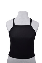 Black Modal Soft Strap top on mannequin on white background