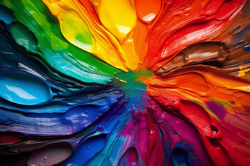 abstract art Bright rainbow palettes and bold hues, generative AI
