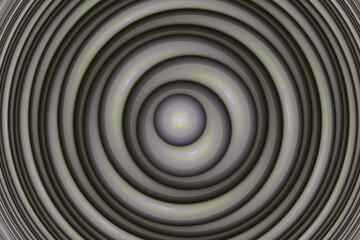 Green gray round pattern of crooked waves on a black background. Abstract fractal 3D rendering