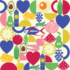 Vector poster of natural organic food, - 590877096