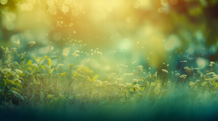Obraz na płótnie Canvas Spring background, colorful grass and golden light