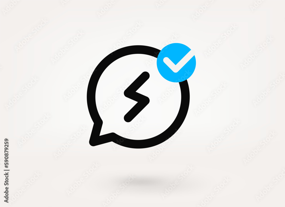 Aufkleber Speech cloud pictogram with approve check mark. Linear vector linear icon