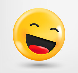 Laughing emoji 3d vector. Emoticon isolated on white background 