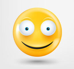 Grinning emoticon 3d vector. Emoji isolated on white background 