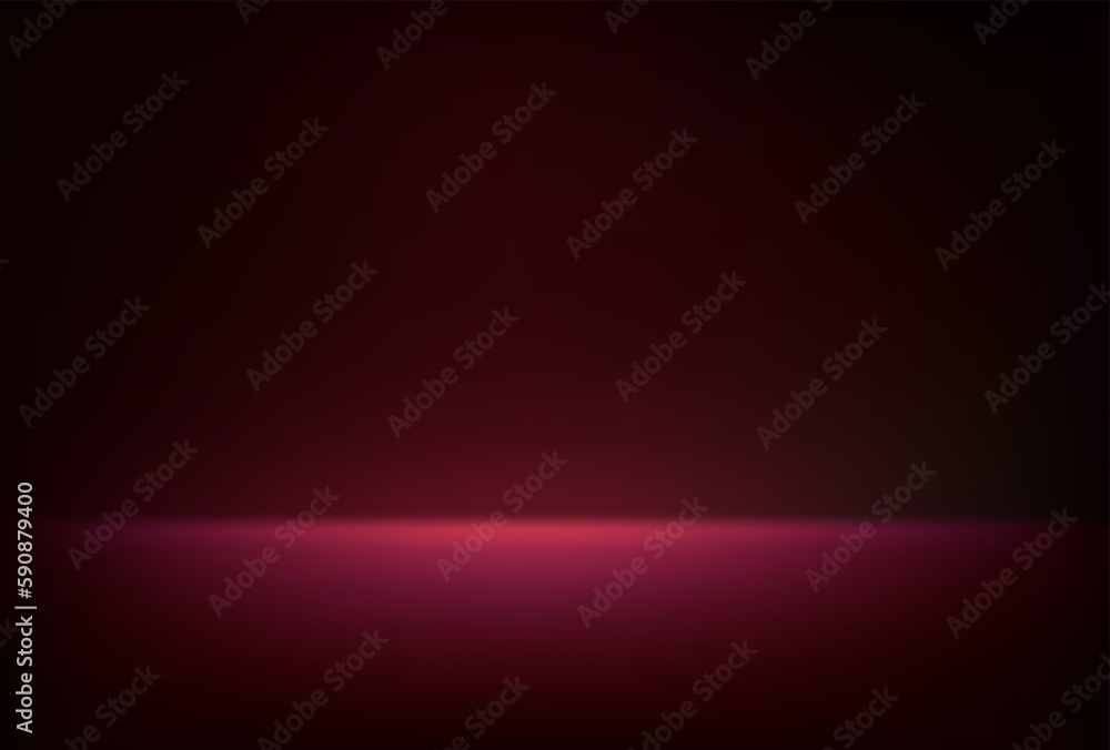 Poster Abstract illuminated empty dark red room. Design template. 3d vector background