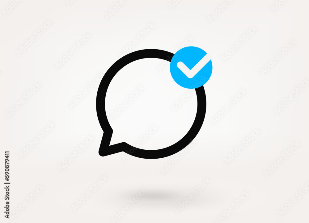 Aufkleber Speech cloud pictogram with copy space and approve check mark. Linear vector linear icon