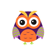 Bright owl on a white background. Vector isolated icon