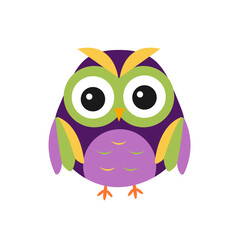 Bright owl on a white background. Vector isolated icon
