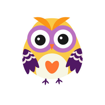 Bright owl on a white background. Vector isolated icon