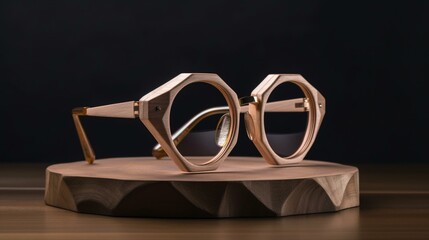 A pair of glasses with a unique, sculptural frame in a modern style Generative AI