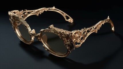 A pair of glasses with a unique, sculptural frame featuring intricate details Generative AI