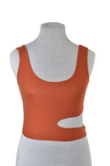 Top T-shirt Woman Muscular Short Fashion Basic Crop oxide orange