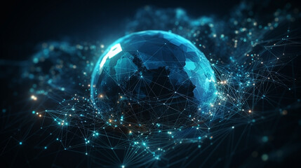 Naklejka na ściany i meble Network connections - global connectivity and technology