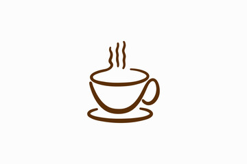 Vector warm coffee cup on white background.