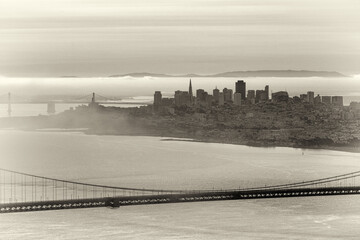 Golden Gate bridge with San Francisco skyline in the background