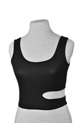 Women's Black Hollow Out Cropped Tops Tank Top