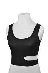 Women's Black Hollow Out Cropped Tops Tank Top