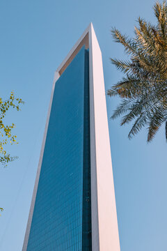 15 January 2023, Abu Dhabi, UAE: Abu Dhabi National Oil Company or ADNOC of the United Arab Emirates headquarters in tall skyscraper