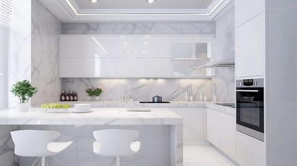 白を基調としたキッチン03　Generative AI