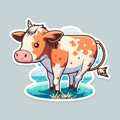 Detailed and realistic vector illustration of a cow with intricate shading