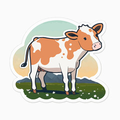 Colorful cartoon cow with a playful and whimsical design