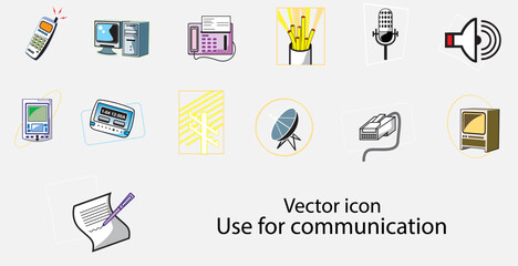 Set of 13 vector symbols icon, use for communication technology