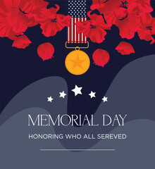 Happy Memorial Day Celebration Vector Design - obrazy, fototapety, plakaty