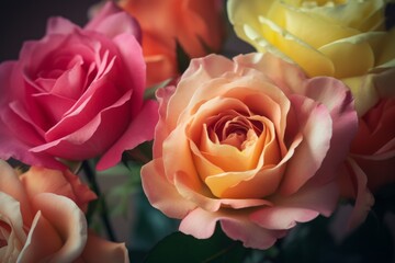 Colorful rose flowers. Generate Ai