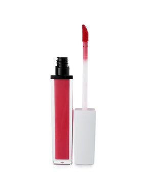 Beautiful liquid lipstick on white background