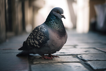 Obraz premium Pigeon in the City. Generative AI