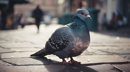 Obraz premium Pigeon in the City. Generative AI