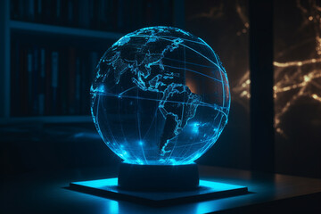 Futuristic Glowing Hologram Globe, Digital Globe | Generative Art