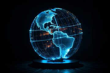 Futuristic Hologram Globe, Digital Globe | Generative Art