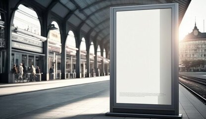 billboard or blank poster, blank white mast banner mockup, front view, outdoor, billboard clear poster for advertising display outside sign template, for Display or montage of product generate by AI.