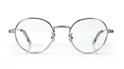 Round optical common reading glasses isolated on white background.