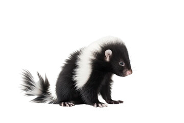 close up of a baby skunk isolated on transparent background, generative ai