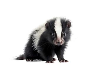 Obraz premium close up of a baby skunk isolated on transparent background, generative ai
