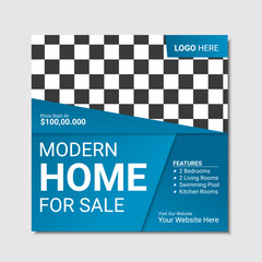Vector real estate house property sale square banner or social media post 